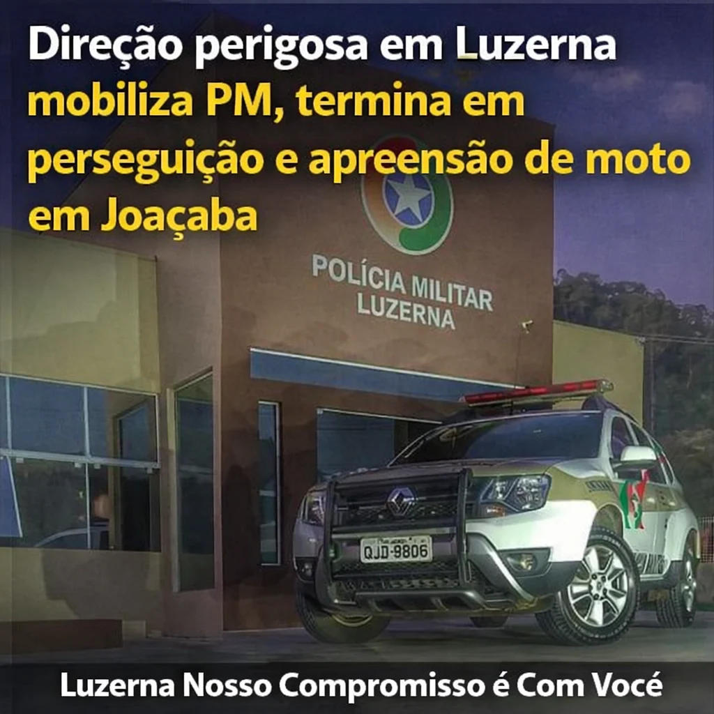 Direção perigosa em Luzerna mobiliza PM, termina em perseguição e apreensão de moto em Joaçaba