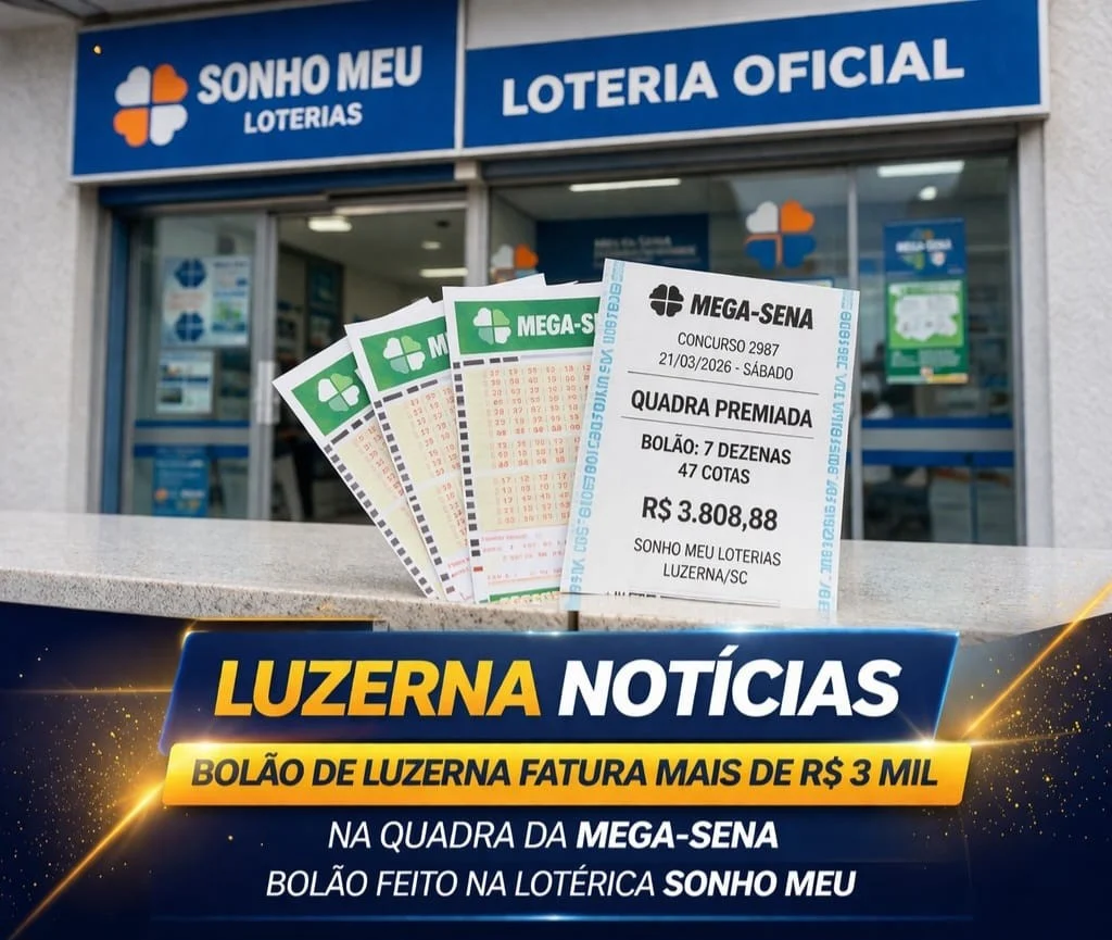 Bolão de Luzerna fatura mais de R$ 3 mil na quadra da Mega-Sena