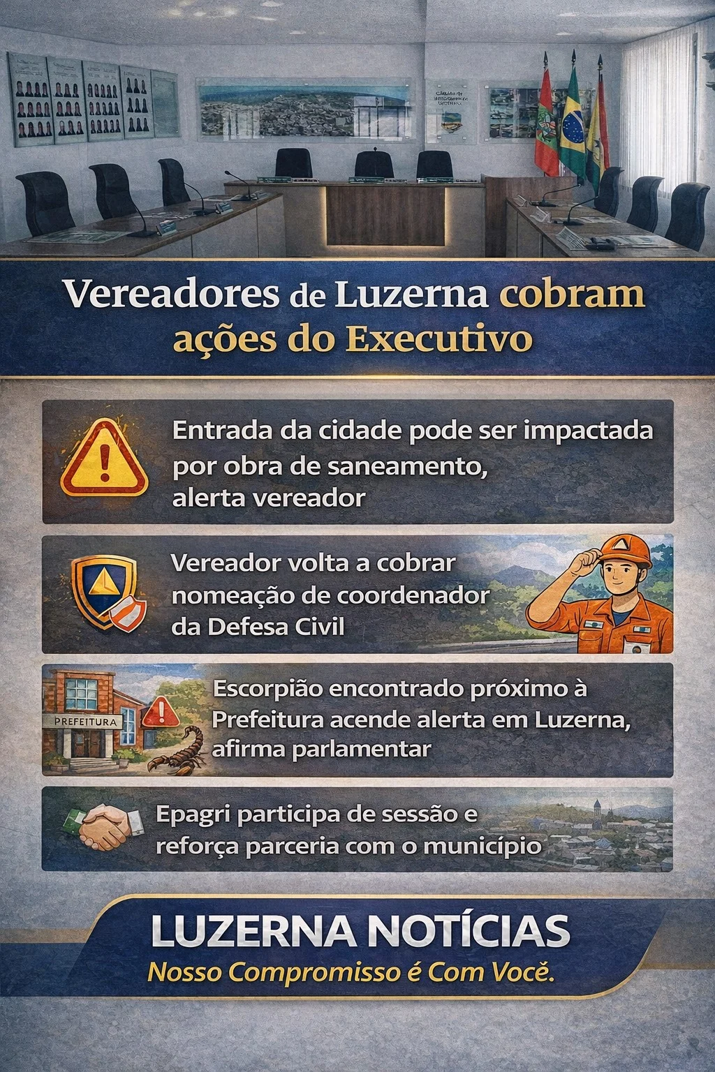 Vereadores apresentam propostas para trânsito, infraestrutura e meio ambiente em Luzerna