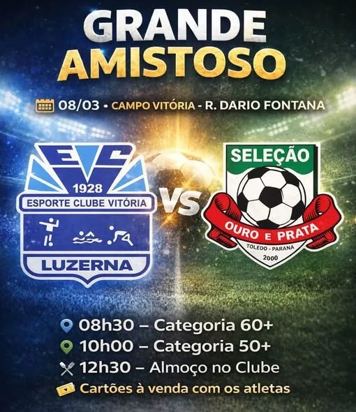 Grande amistoso reúne veteranos do futebol em Luzerna neste sábado