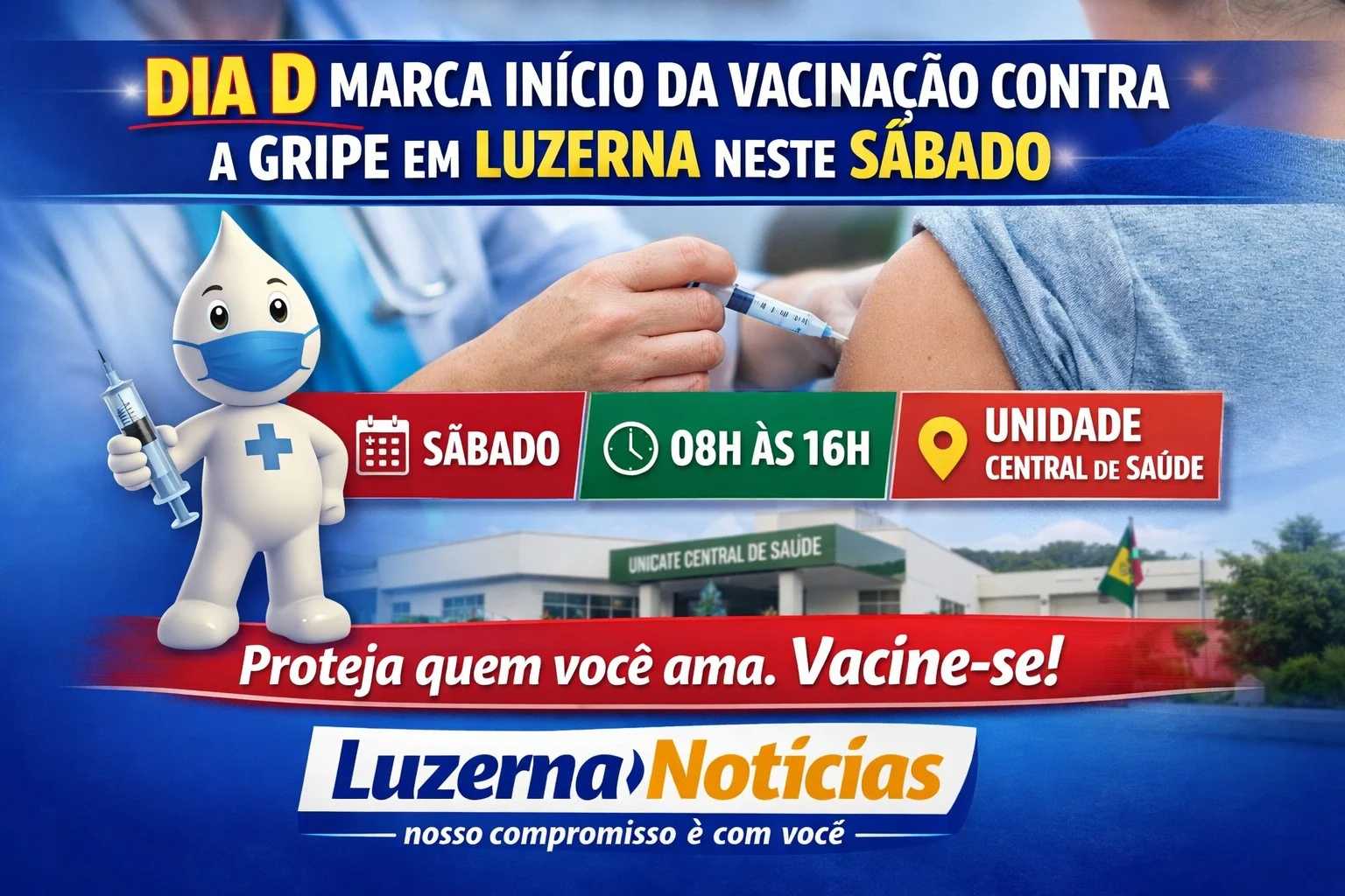 Dia D marca início da vacinação contra a gripe em Luzerna neste sábado