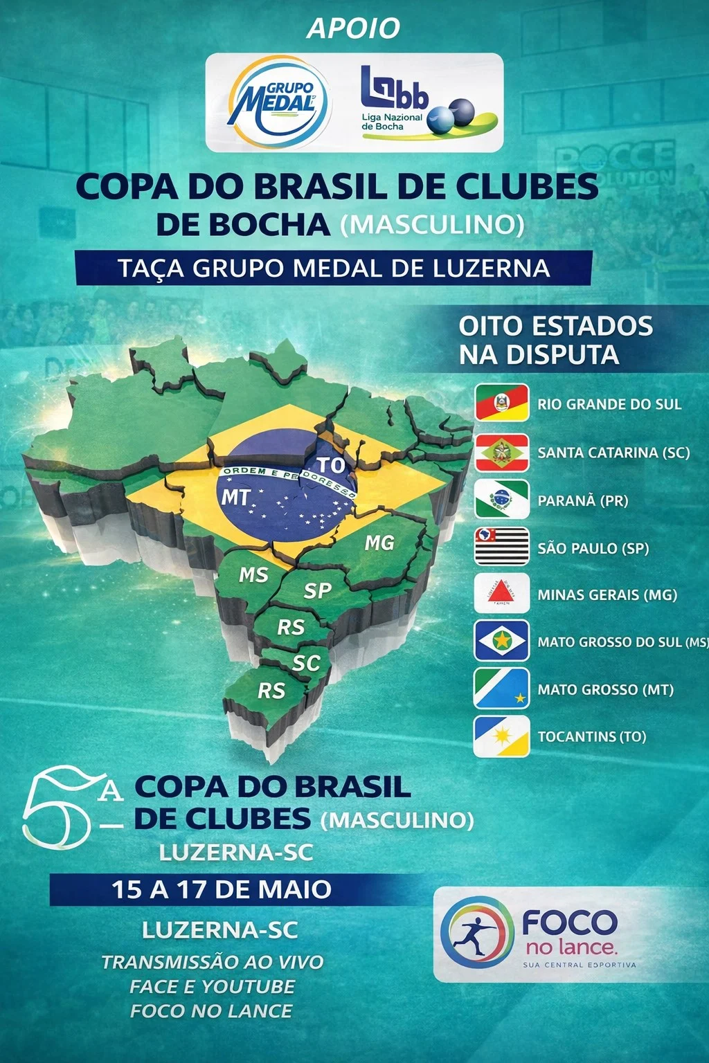 Luzerna sediará Copa do Brasil de Bocha com representantes de oito estados