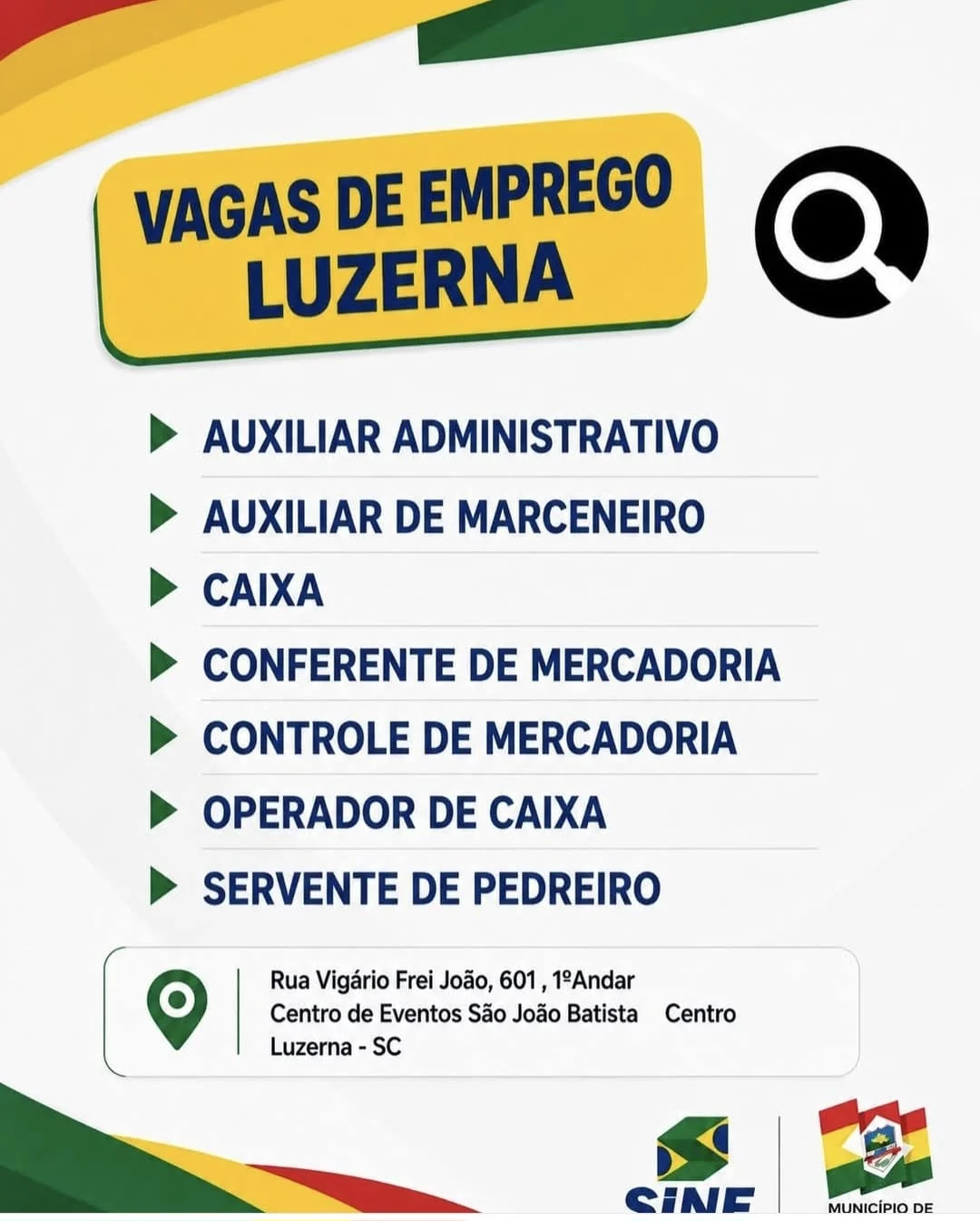 Oportunidades de emprego em Luzerna!