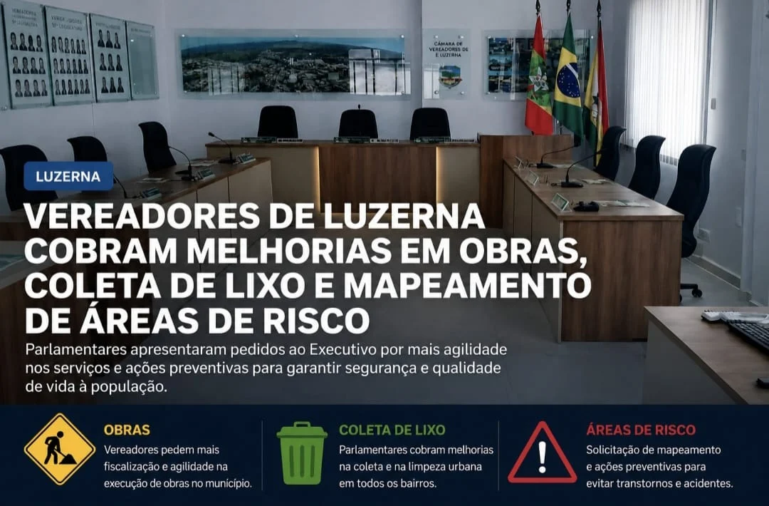 Vereadores de Luzerna cobram melhorias em obras, coleta de lixo e mapeamento de áreas de risco