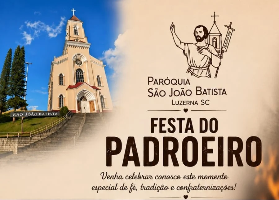 Festa do Padroeiro São João Batista terá programação religiosa, e grande confraternização em Luzerna.