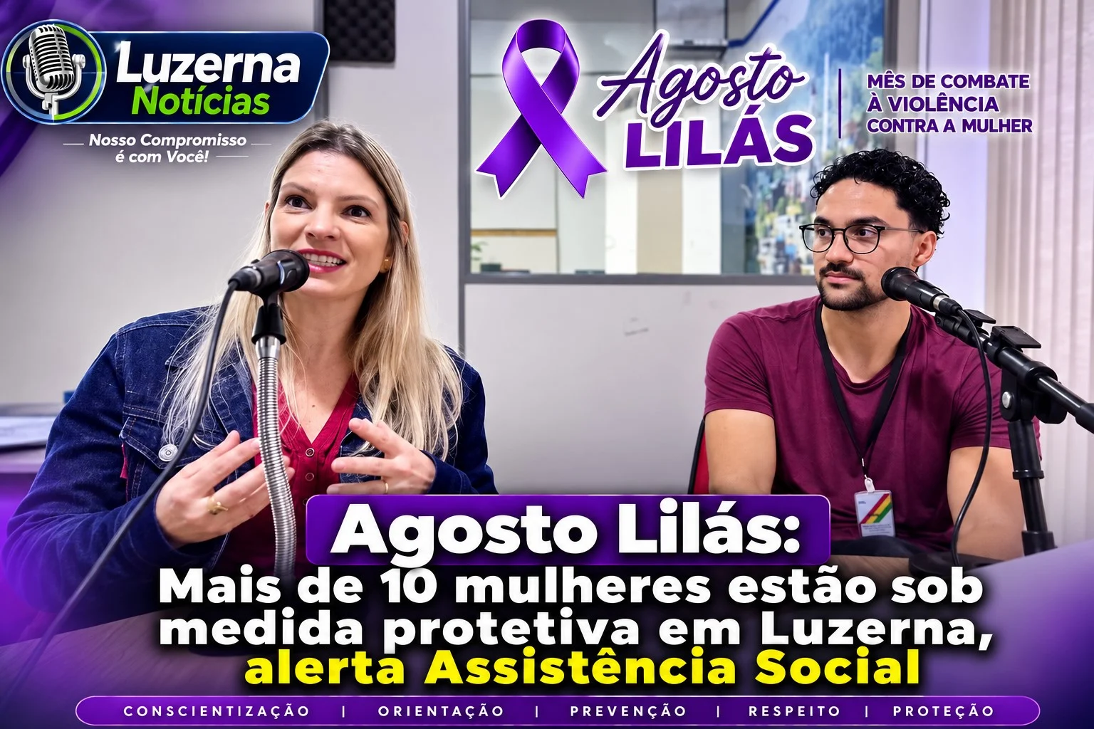 Agosto Lilás: Mais de 10 mulheres estão sob medida protetiva em Luzerna, alerta Assistência Social