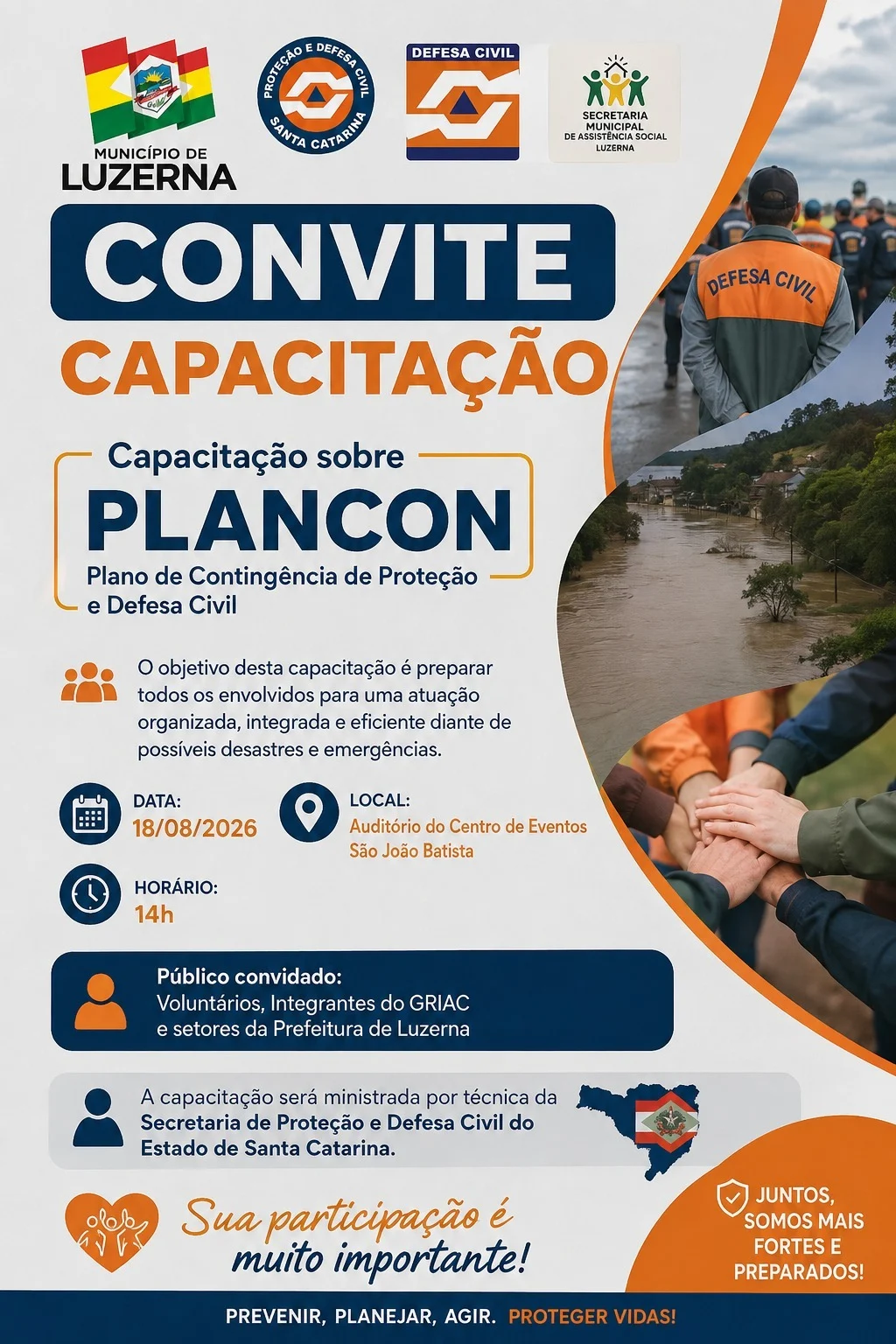 Luzerna promove capacitação sobre Plano de Contingência de Proteção e Defesa Civil