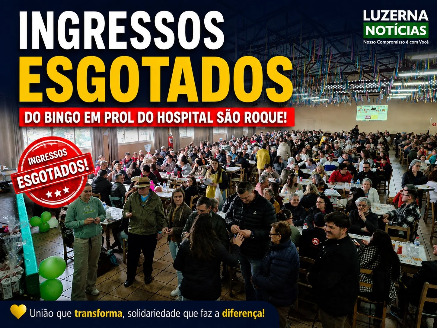 10º Bingo Beneficente do Hospital São Roque acontece neste sábado e tem ingressos esgotados