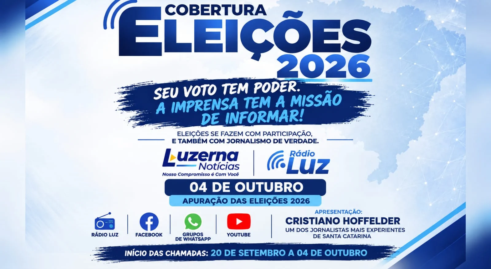 Seu Voto Decide/Cobertura especial garante acompanhamento em tempo real das eleições no site, rádio e redes sociais